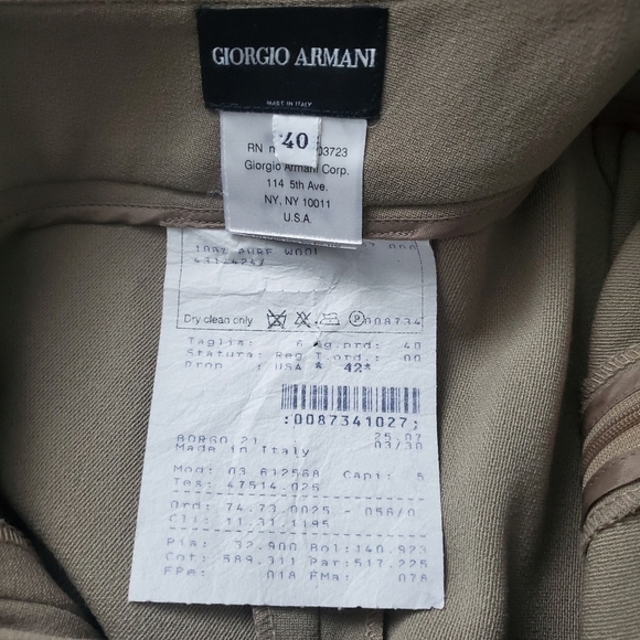 NEW Giorgio Armani Borgo 21 Olive Green Wide-Leg Pants - Picture 4 of 5